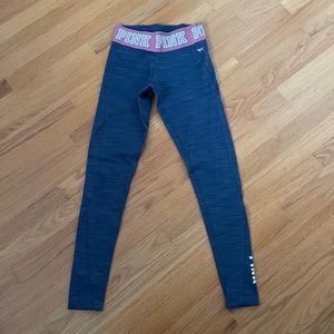 XS PINK Gray Leggings with Fleece inside and Light Pink Details
